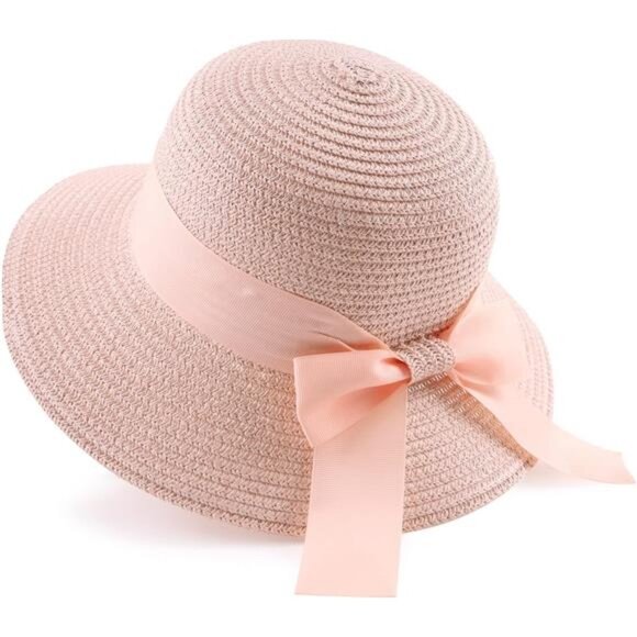 Women,Little Girls Straw Sun Hat Summer Beach Cap Foldable Visor Floppy Hats - Picture 1 of 6
